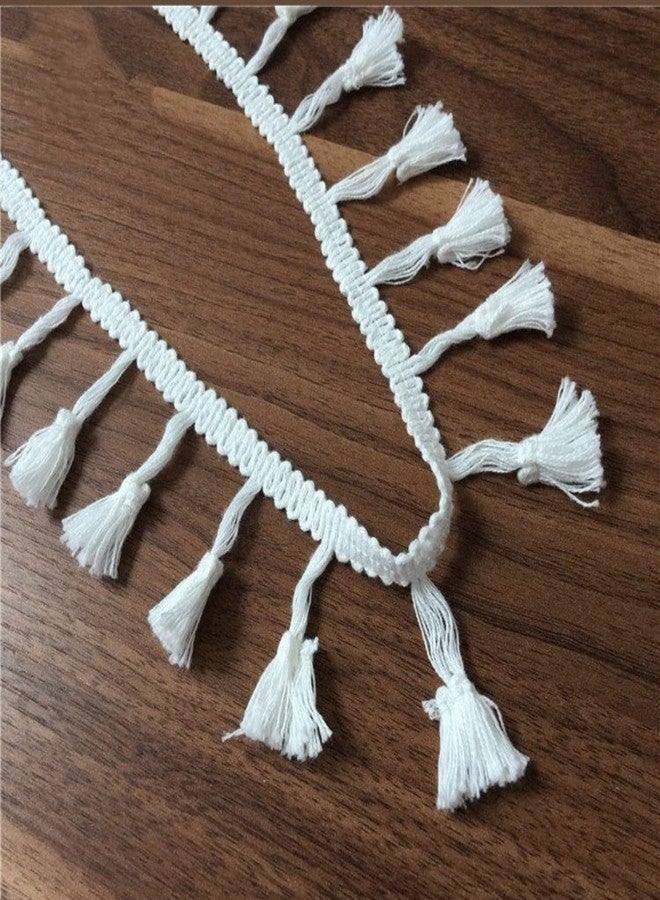 PREMDAS LACES Premdas Lace Coton tessal Hat Making DIY Veils Lace Fringes Curtain Edge Tassels Costume Lace Trims Cotton Clothing Brims 9meter White Colour - Image 1